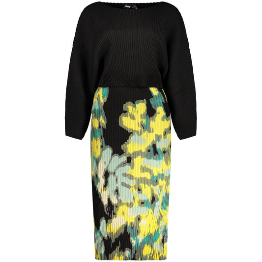 Dress by Desigual for women in polyester black & patterned showcases a striking silhouette, elegantly detailed with a sleeveless; long-sleeve, refined , and a striking long for a striking finish.