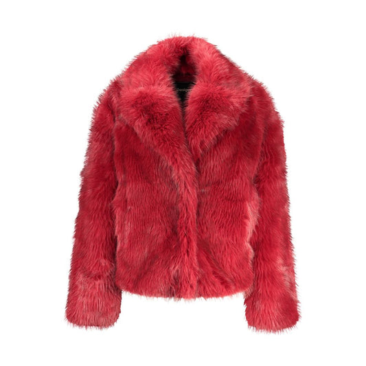 Overcoat by Desigual for women in polyester fur red showcases a architectural silhouette, artfully detailed with a distinctive and functional pockets for a architectural finish.
