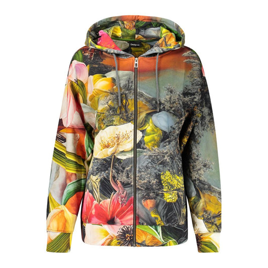 Sweatshirt Hoodie by Desigual for women in cotton gray & patterned showcases a city-ready silhouette, artfully detailed with a signature hooded neckline and for a city-ready finish.