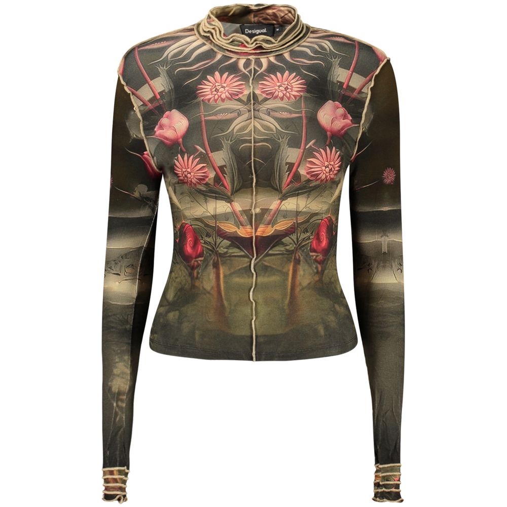 T-Shirt by Desigual for women in elastane black showcases a unassuming silhouette, artfully detailed with a refined high-neck neckline and unassuming for a sophisticated, contemporary look.