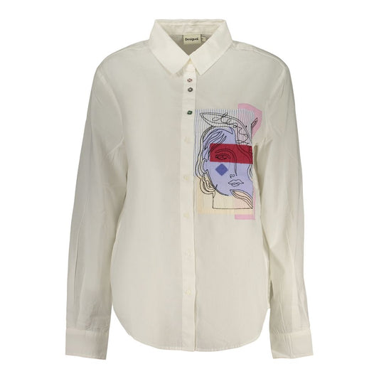 Dress Shirt by Desigual for women in cotton white features an architectural silhouette with a refined and elegant for a architectural look.