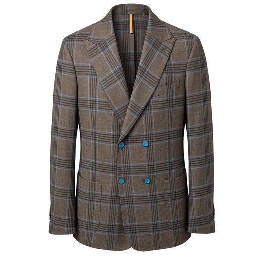 Blazer by Roberto Pepe Luxury for men in stretch polyester cotton brown & checked presents a distinguished silhouette, detailed with a distinguished and distinctive for a truly sophisticated finish.
