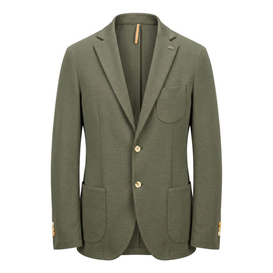 Blazer by Roberto Pepe Luxury for men in stretch polyamide cotton bicolour & green features an crisp silhouette with sophisticated and a crisp for a truly crisp finish.