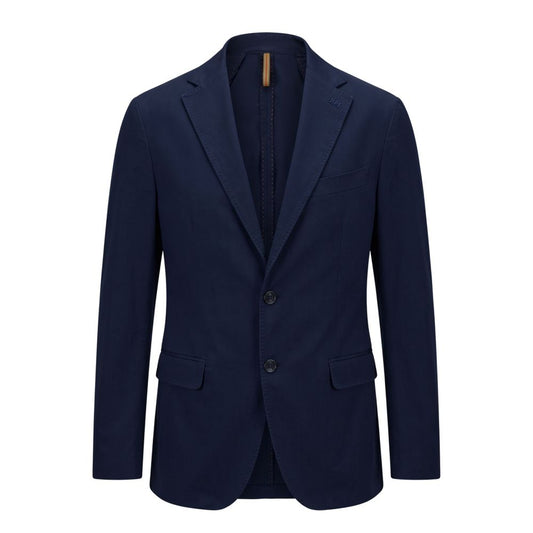 Blazer by Roberto Pepe Luxury for men in stretch cotton blue features an sartorial silhouette, showcasing a sophisticated and sartorial for a truly sartorial finish.