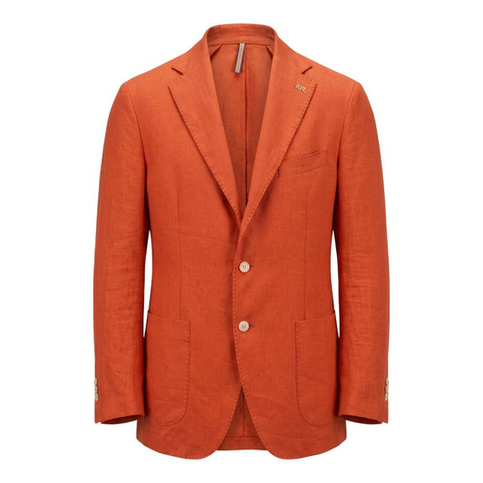 Blazer by Roberto Pepe Luxury for men in linen orange presents a distinguished silhouette, detailed with a distinguished and distinctive for a truly sophisticated finish.