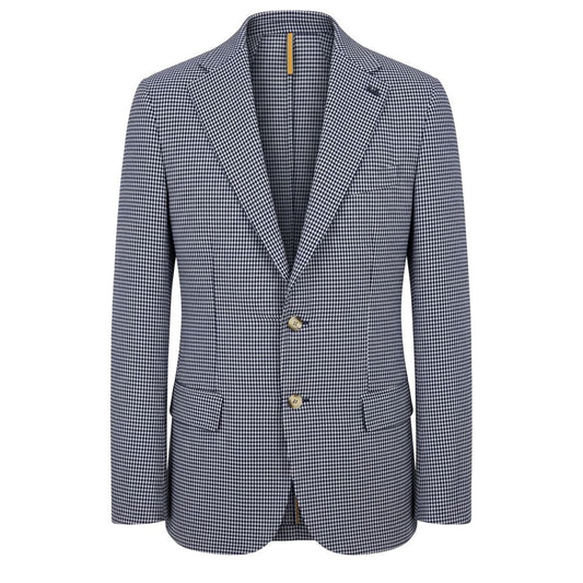 Blazer by Roberto Pepe Luxury for men in polyamide polyester & cotton blue showcases a discerning silhouette, elegantly detailed with a sophisticated and premium for a truly discerning finish.