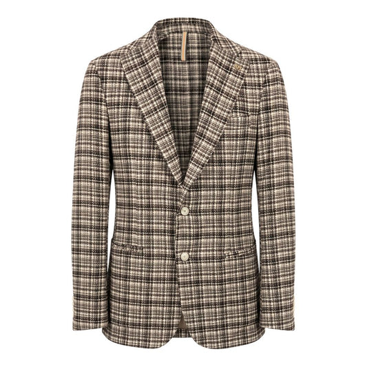 Blazer by Roberto Pepe Luxury for men in cotton polyester brown & checked features an stylish silhouette, showcasing a sophisticated and stylish for a truly stylish finish.