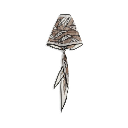 Scarf by Brunello Cucinelli for women in silk beige, signature & print features a timeless silhouette, artfully capturing the essence of the timeless Silk Foulard Scarf design for a sophisticated look.