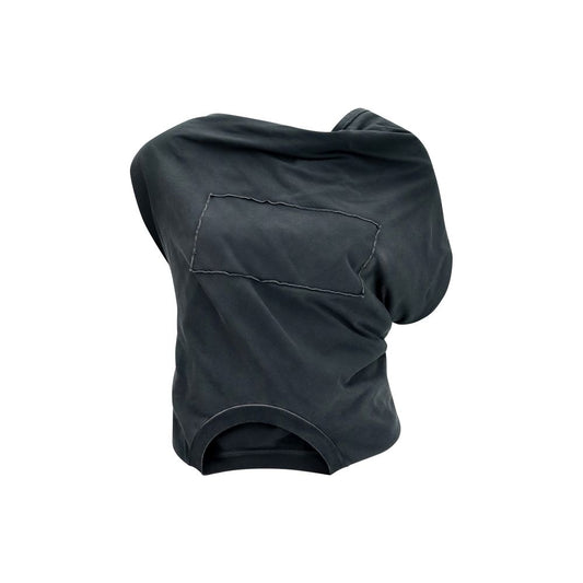 Blouse by Maison Margiela for women in cotton gray showcases a sharp silhouette, elegantly detailed with a sharp asymmetric neckline and sharp .