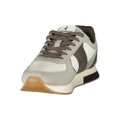Athletic Sneakers by Navigare for men in polyester & polyurethane gray, white & print showcases an impeccable silhouette, defined by an impeccable athletic style design that perfectly captures the essence of the Men's Athletic Polyester & Polyurethane Sneakers.