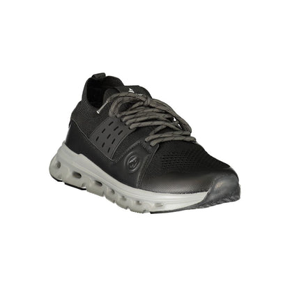 Athletic Sneakers by Navigare for men in polyester & polyurethane black features an timeless silhouette from the Men's Athletic Polyester & Polyurethane Sneakers collection, showcasing a timeless athletic style for a timeless look.