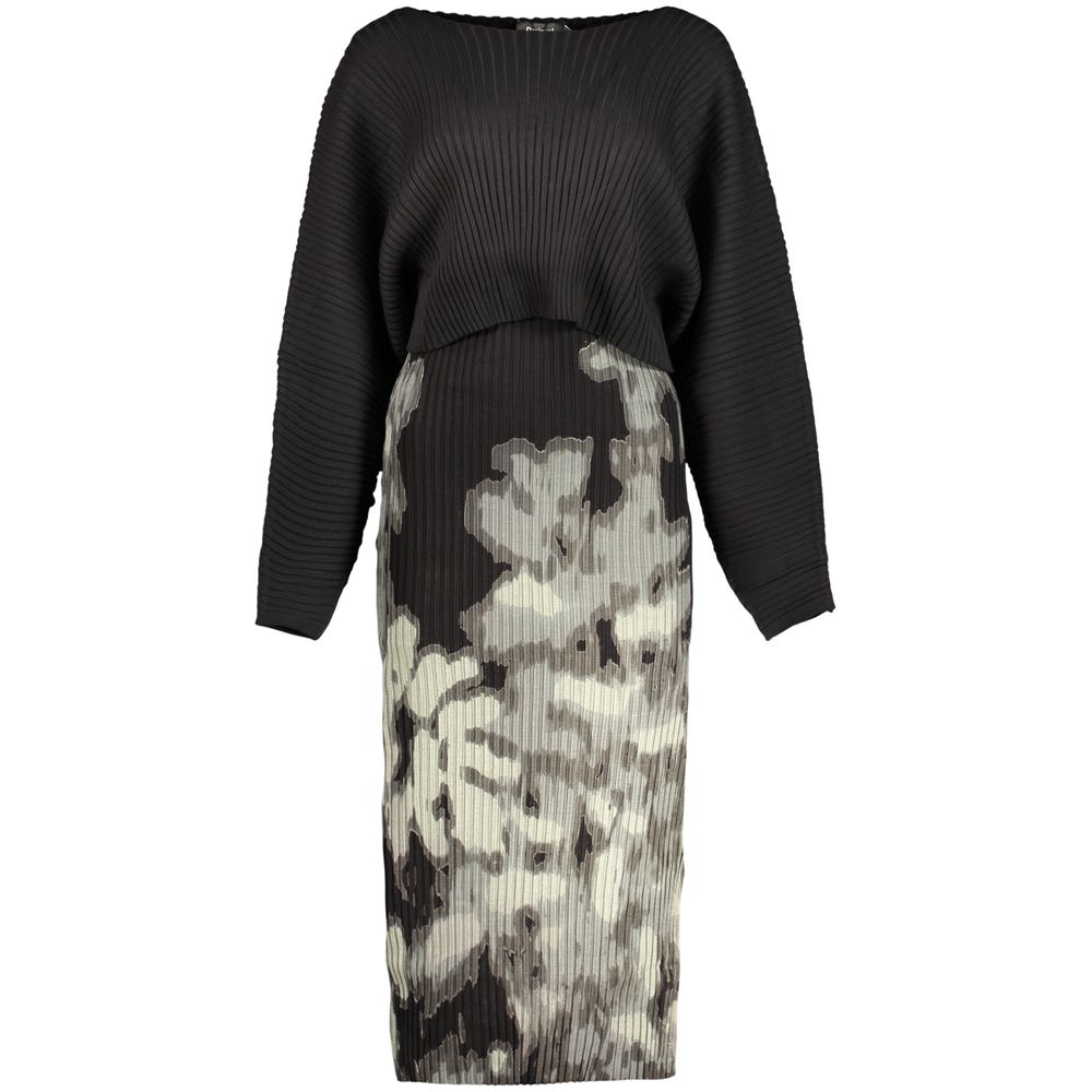 Dress by Desigual for women in polyester & viscose black, patterned & print features an magnificent silhouette, artfully detailed with a magnificent and sleeveless; long-sleeve that flows into an magnificent long.