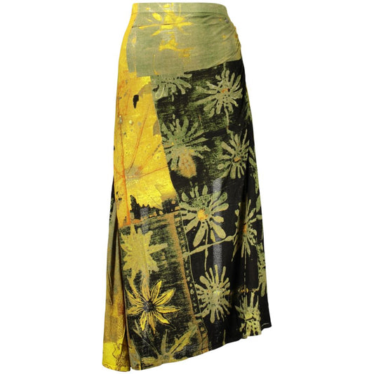 Skirt by Desigual for women in viscose green & patterned features a contoured silhouette from the Aren Women's Viscose Long Skirt collection, characterized by its contoured long for a contoured finish.