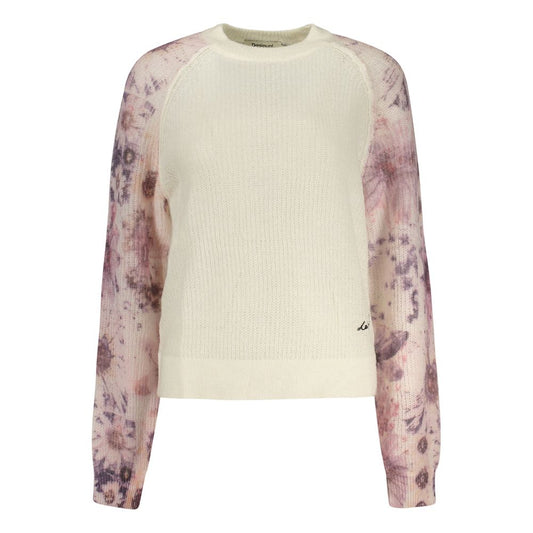 Sweatshirt by Desigual for women in wool polyester & polyamide white showcases a slouchy chic silhouette, artfully detailed with a slouchy chic crew neckline and for a slouchy chic finish.
