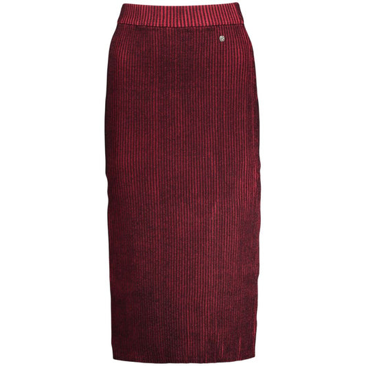 Skirt by Desigual for women in polyester & viscose red features an tailored silhouette, artfully capturing the essence of Women's Polyester & Viscose Long Skirt in a sophisticated long.