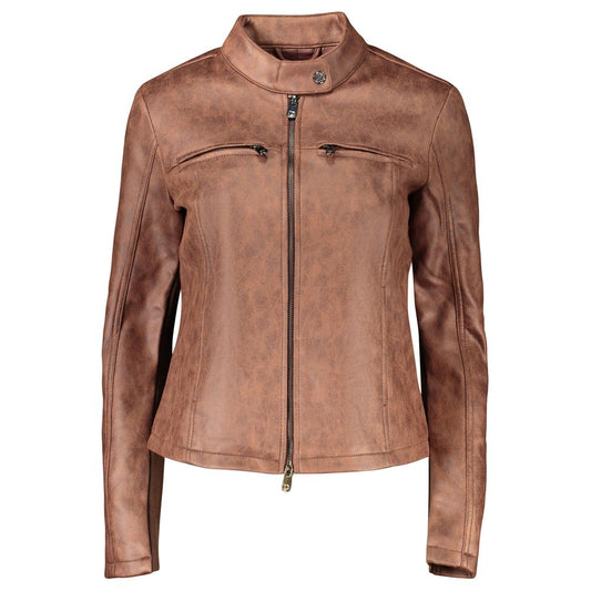 Jacket by Desigual for women in stretch polyester brown showcases a contemporary silhouette, detailed with a contemporary and premium pockets for a sophisticated finish.