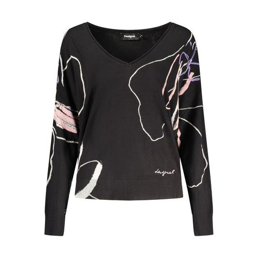 Sweatshirt by Desigual for women in polyamide viscose black features an magnificent silhouette, showcasing a sophisticated v-neck neckline and detail for a truly magnificent finish.