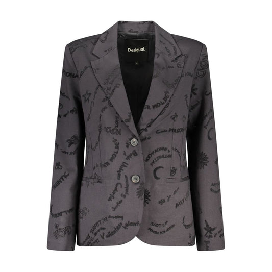 This Blazer by Desigual for women in stretch viscose black presents a tailored silhouette, meticulously tailored with a tailored v-neck neckline and distinctive for a tailored finish.