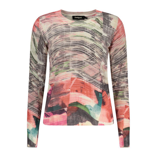 Sweatshirt by Desigual for women in linen polyamide & viscose white & patterned features an provocated silhouette, detailed with a provocated and a refined crew neckline for a sophisticated aesthetic.