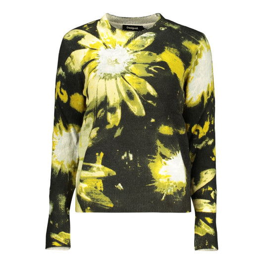 Sweatshirt by Desigual for women in polyamide black & patterned showcases a slouchy chic silhouette, artfully detailed with a slouchy chic crew neckline and for a slouchy chic finish.