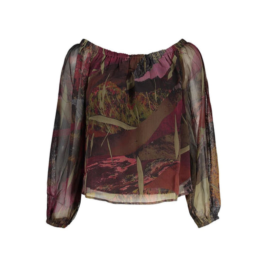Blouse by Desigual for women in polyester green & transparent showcases a sleek silhouette, elegantly detailed with a sleek and for a sleek finish.