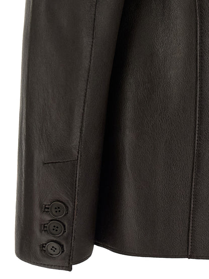 P.A.R.O.S.H. Black Lamb Leather Blazer