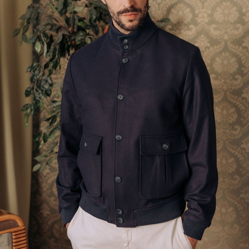 Autore Blue Virgin Wool Bomber