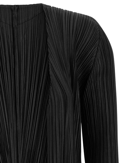 PLEATS PLEASE ISSEY MIYAKE Black Polyester Cardigan