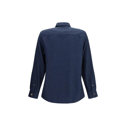 Brunello Cucinelli Blue Wool Oves Aries Shirt