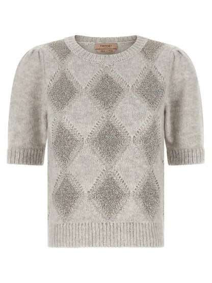 Twinset Gray Marabou Cardigan