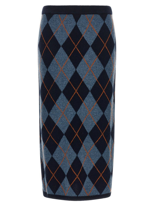 Twinset Blue Viscose Midi Skirt
