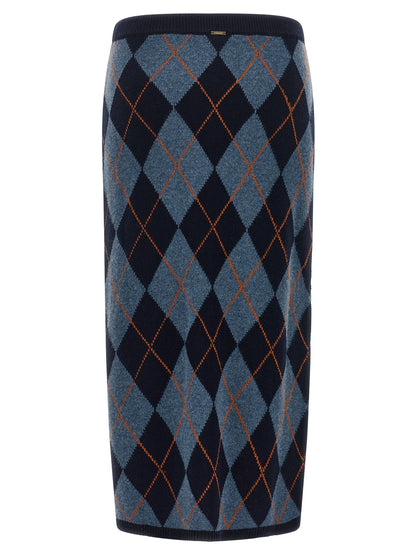 Twinset Blue Viscose Midi Skirt