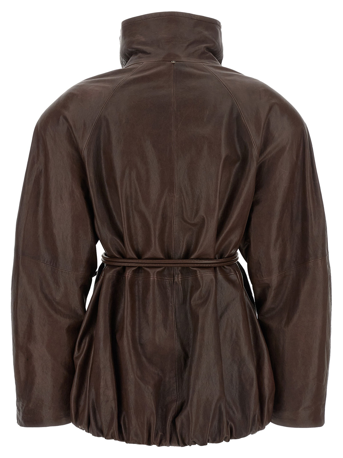 Sportmax Brown Lamb Leather Leather Jacket