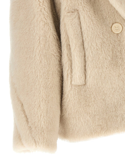 Max Mara White Alpaca Leather Coat