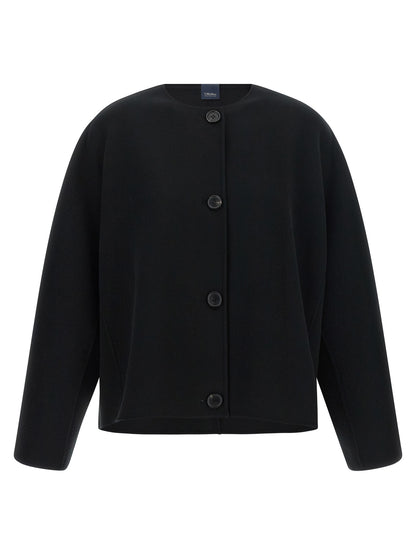 'S Max Mara Black Wool Full-Length Jacket
