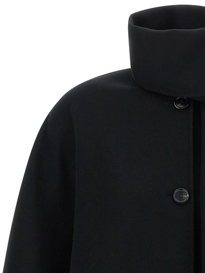 'S Max Mara Black Wool Full-Length Jacket