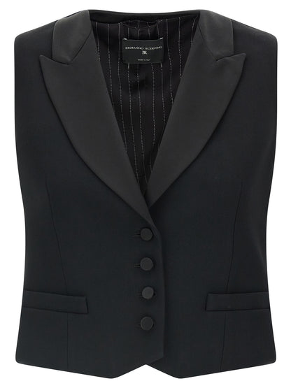 Ermanno Scervino Black Viscose Sleeveless Jacket