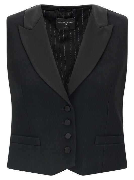 Ermanno Scervino Black Viscose Sleeveless Jacket
