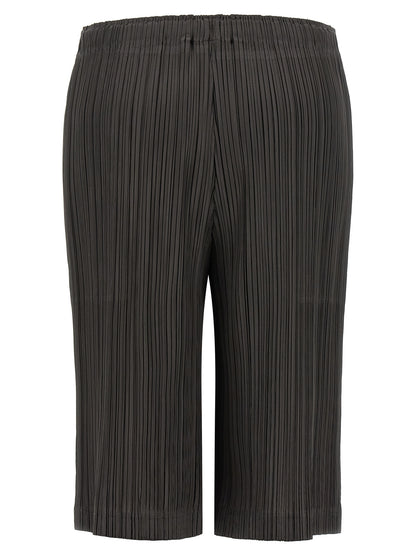 PLEATS PLEASE ISSEY MIYAKE Gray Polyester Bermuda Shorts