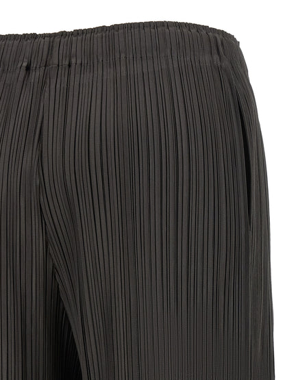 PLEATS PLEASE ISSEY MIYAKE Gray Polyester Bermuda Shorts