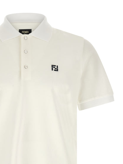 Fendi White Cotton Polo Shirt