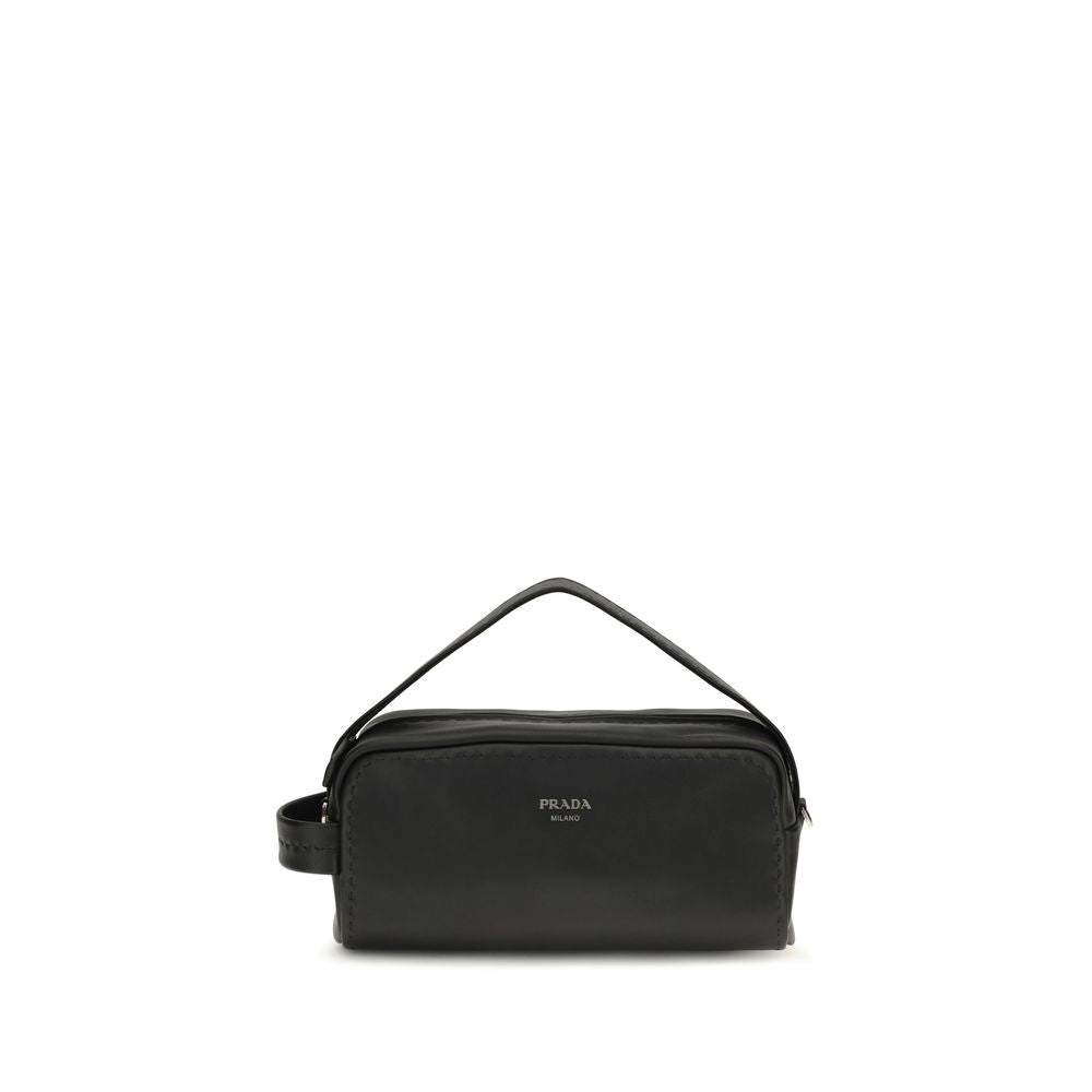 Prada Bos Taurus Calf Leather Small Shoulder Bag - Black Signature