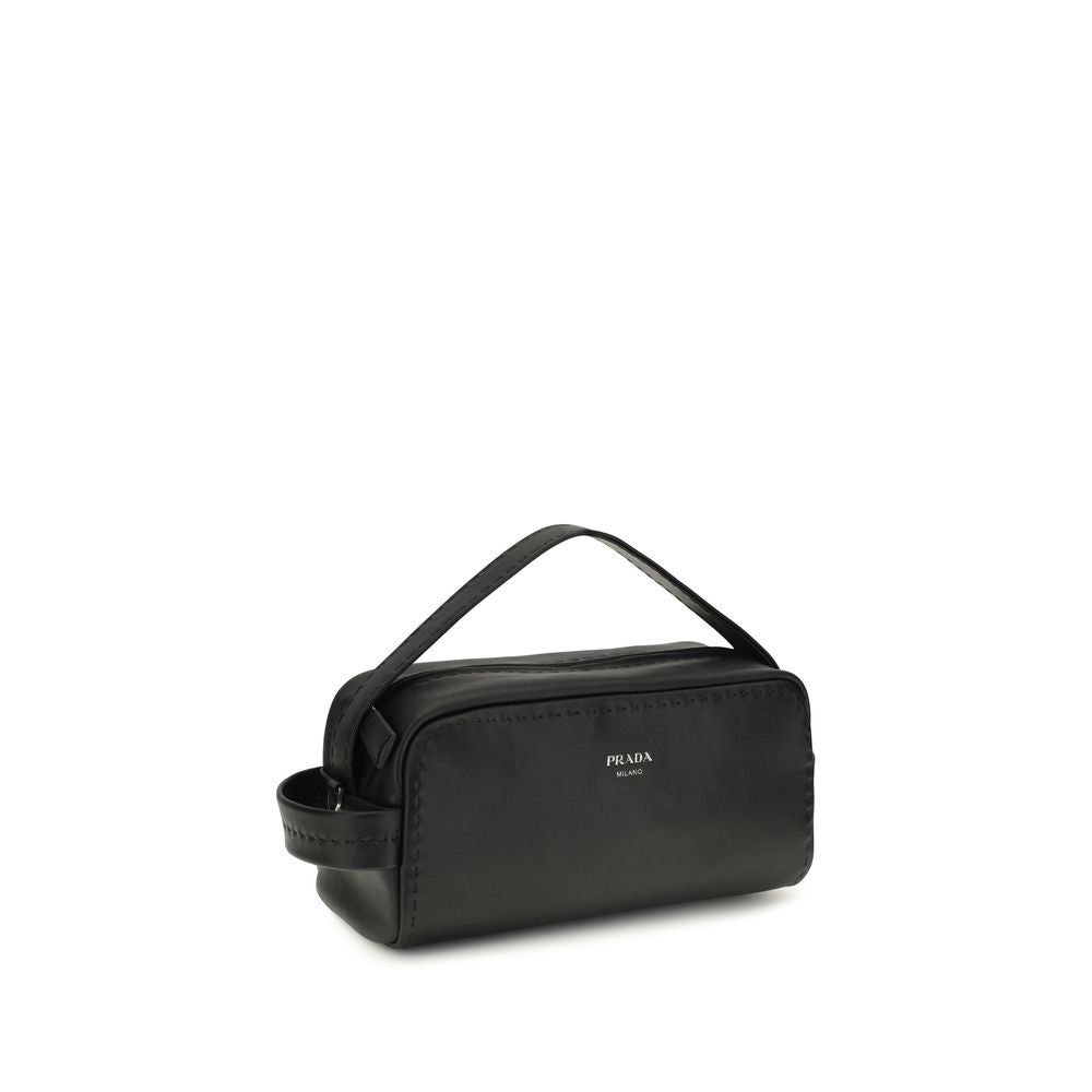 Prada Bos Taurus Calf Leather Small Shoulder Bag - Black Signature
