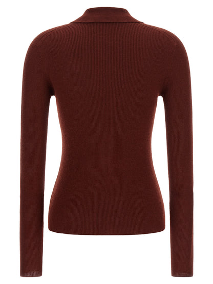 Max Mara Bordeaux Cashmere Polo Shirt