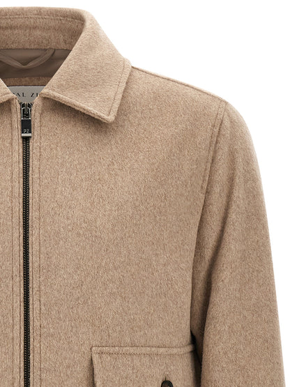 Pal Zileri Beige Wool Full-Length Jacket
