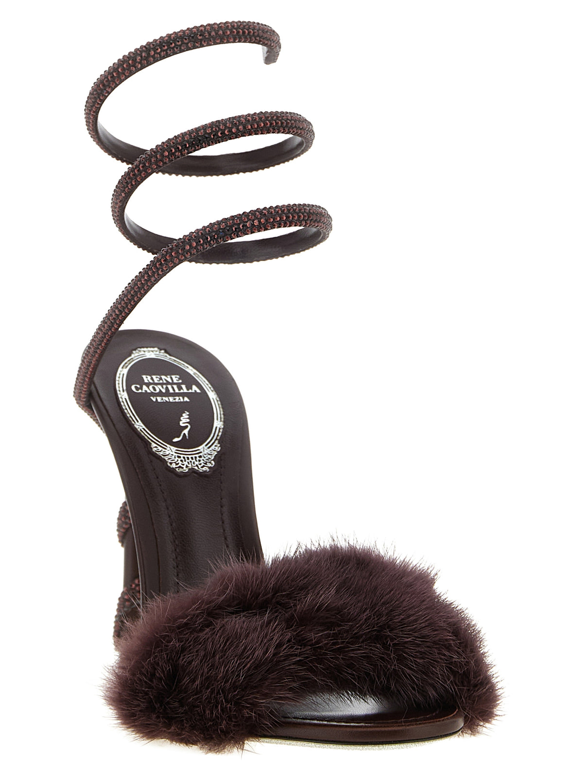 RENE CAOVILLA Bordeaux Viscose Stiletto Heel Sandals