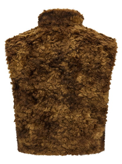 Isabel Marant Étoile Brown Marabou Sleeveless Jacket