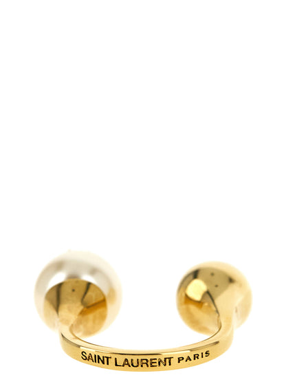 Saint Laurent White Brass Ring
