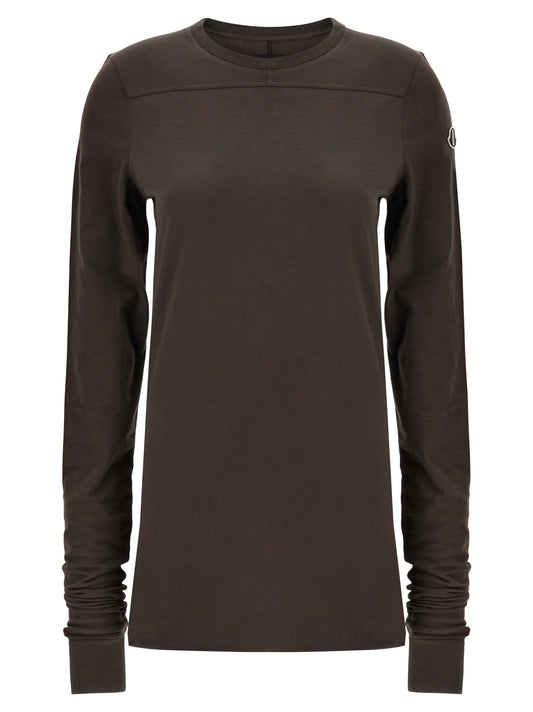 Activewear T-Shirt by Rick Owens for women in cotton brown features a versatile silhouette, showcasing a versatile and long-sleeve detailed with high-performance for a premium look.