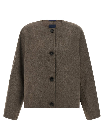 'S Max Mara Brown Wool Full-Length Jacket